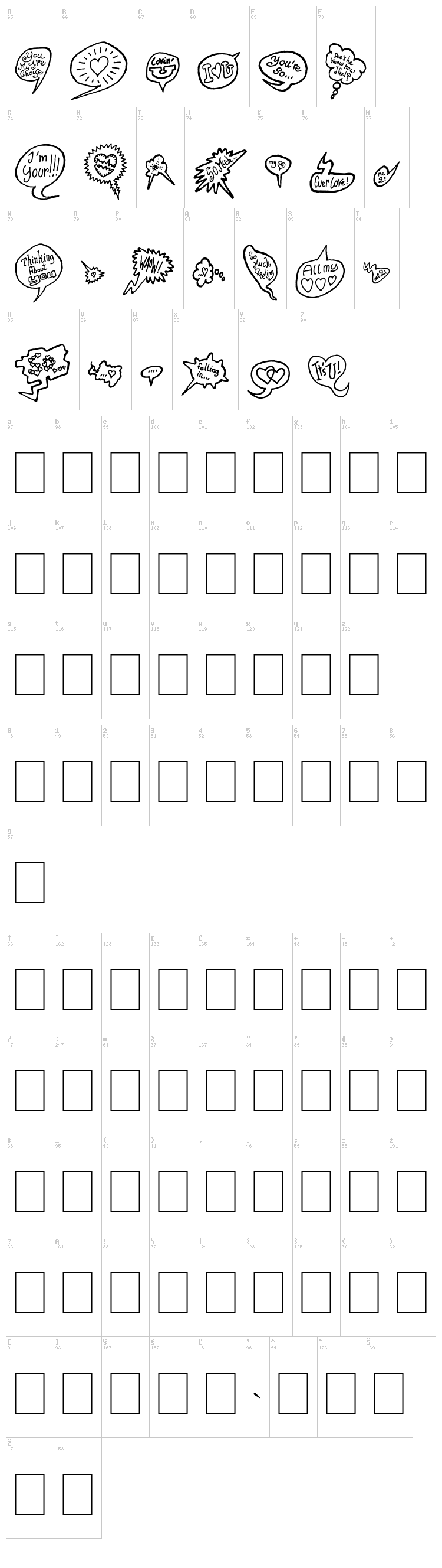 PS I love you font map